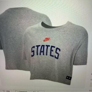 Nike Gray Crop Top with blue states logo women’s XL
